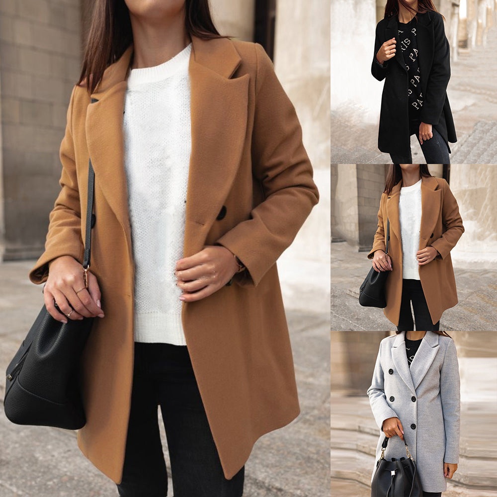 Winter Long Woolen Coat – Elegant Warm Overcoat for Women