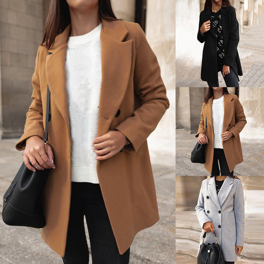 Winter Long Woolen Coat – Elegant Warm Overcoat for Women