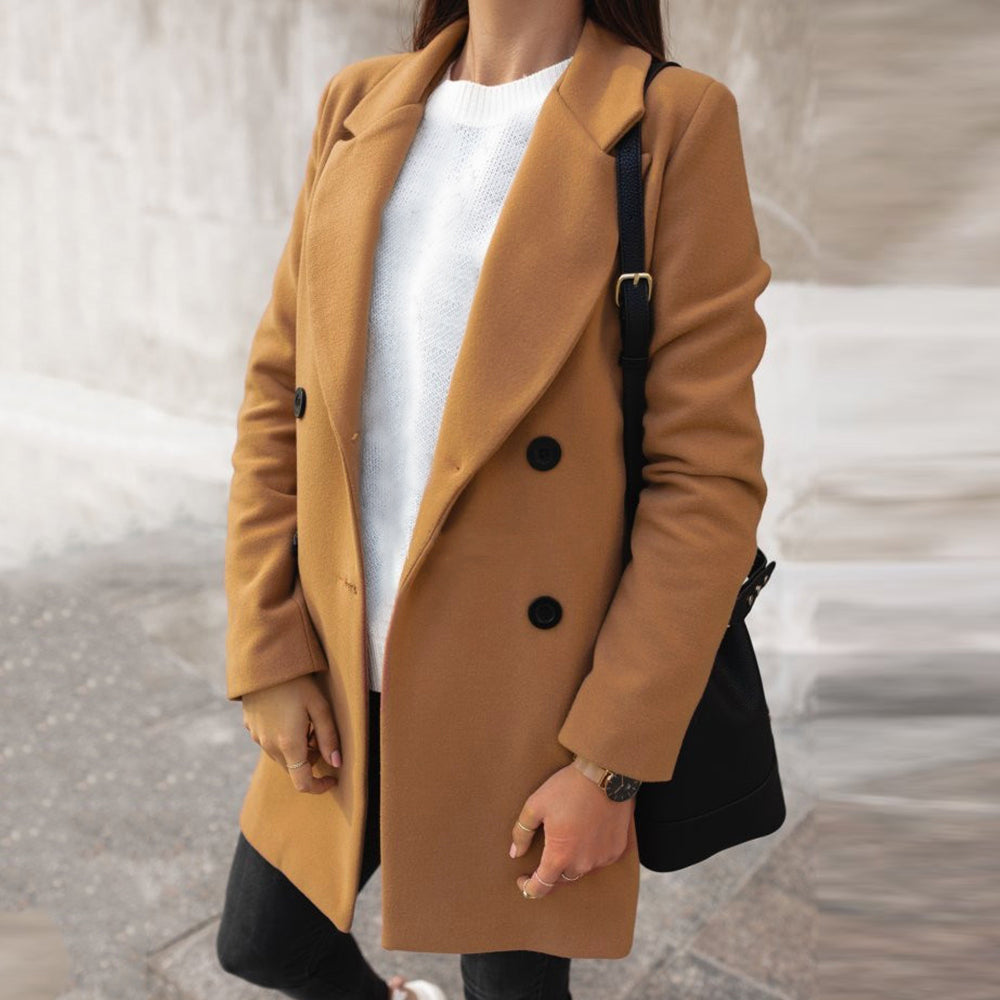 Winter Long Woolen Coat – Elegant Warm Overcoat for Women